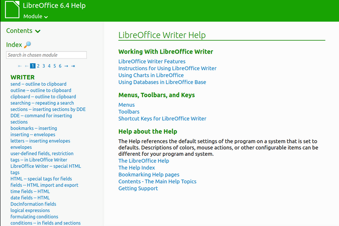 LibreOffice Writer help