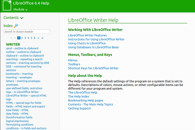 LibreOffice Writer 帮助