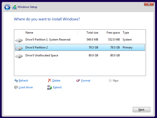 Leaving a partition with unallocated space