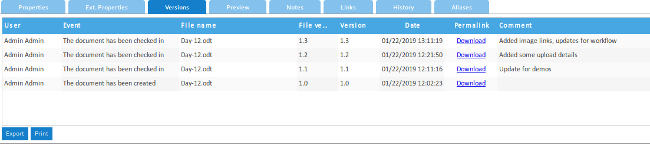 LogicalDOC version history