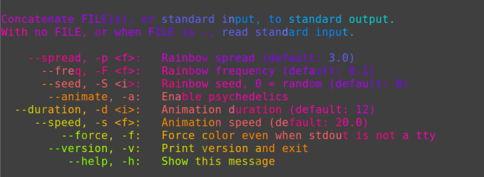onscreen text colored in a rainbow gradient