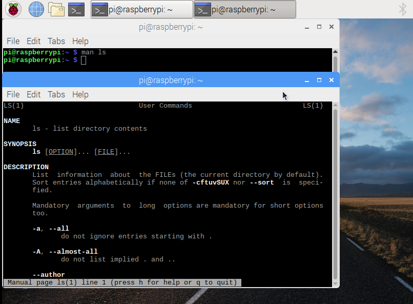 Man terminal for Raspberry Pi on Linux