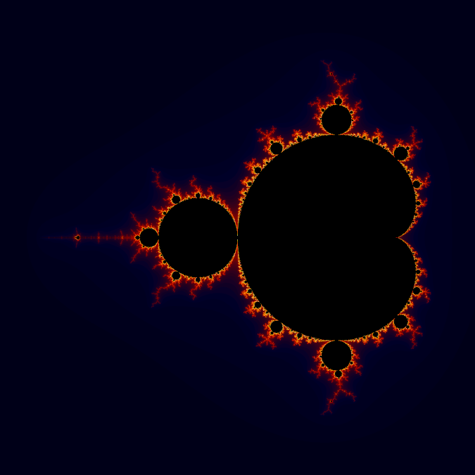 Mandelbrot set drawn using GIMP's Firecode palette