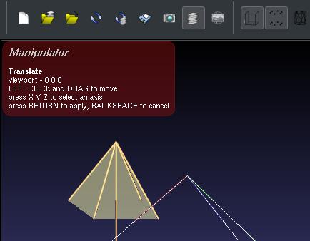 Sample on-screen instructions for using the Translate function of the Manipulators tool