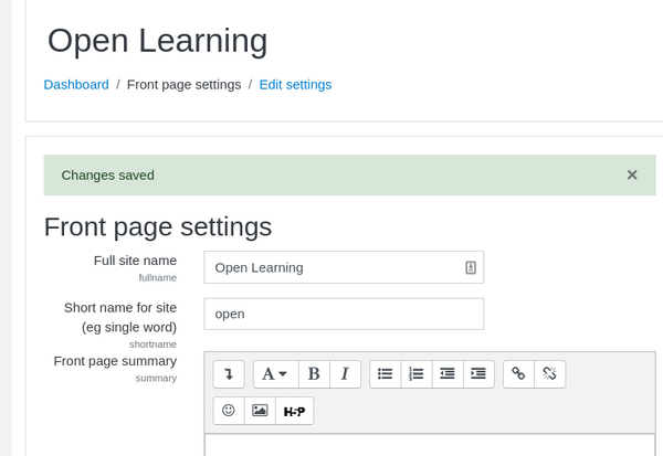 Moodle changes saved