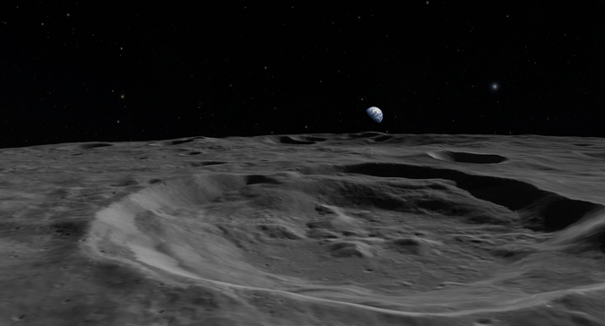 The Moon visualized by the OpenSpace project