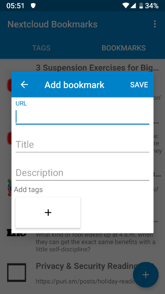 Nextcloud Bookmarks app