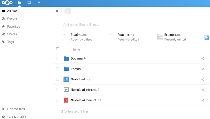 Nextcloud's UI