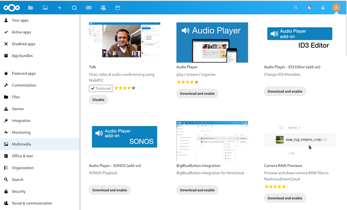 Nextcloud multimedia apps