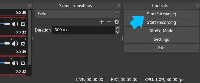 Start streaming in OBS
