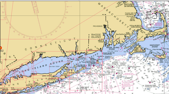 OpenCPN map of Long Island and Nantucket Sounds