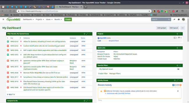 OpenNMS JIRA Dashboard