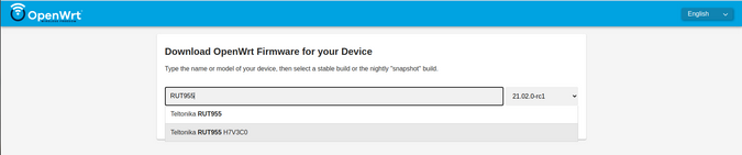 OpenWRT firmware selector