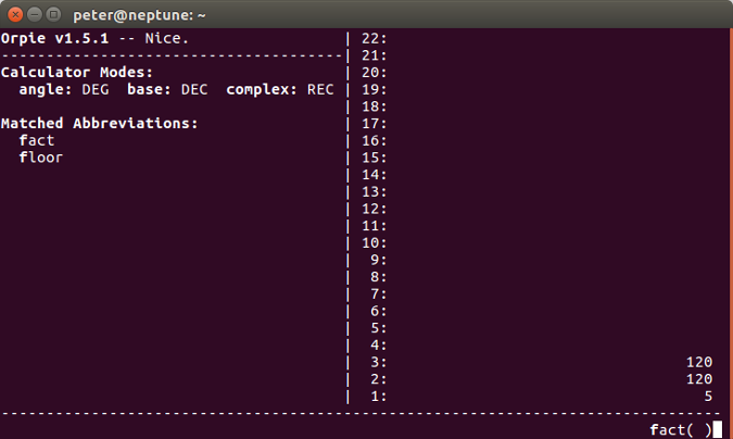 Orpie functions