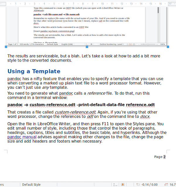 Convert Markdown files to word processor docs using pandoc