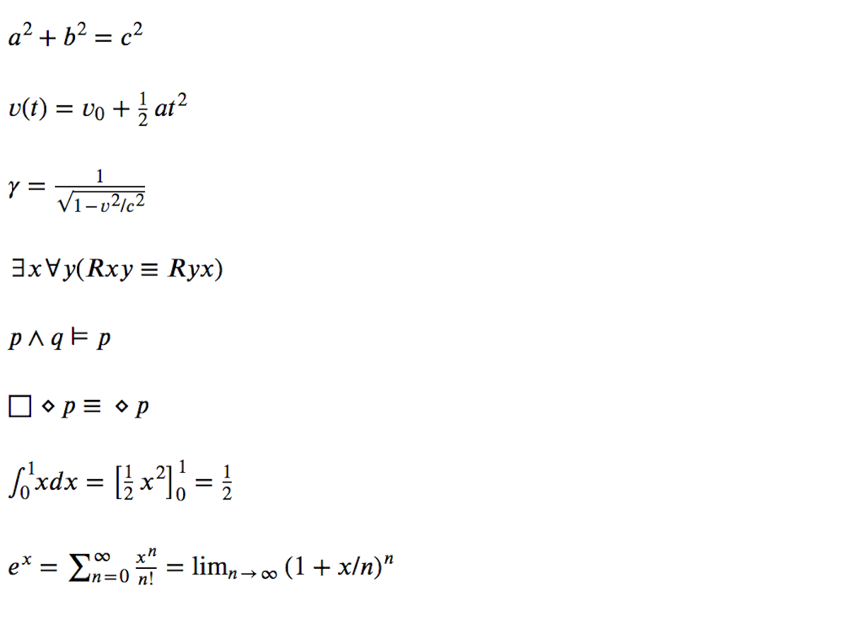 Math formulas