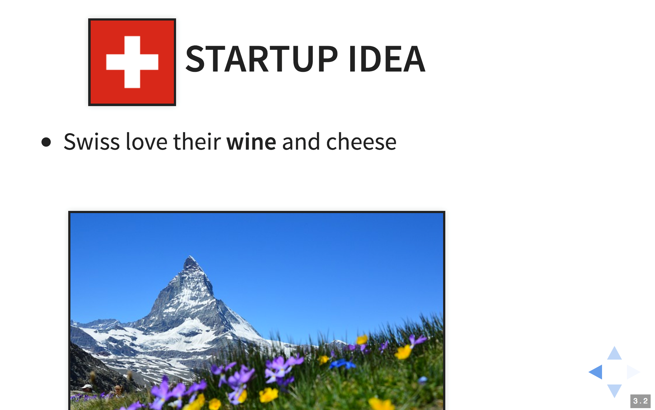 Reveal.js slide with Matterhorn