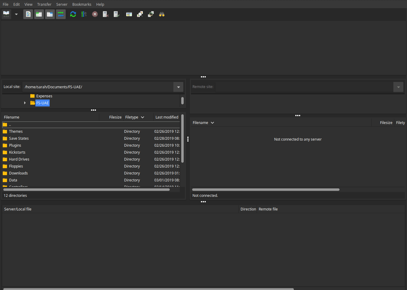 Using Filezilla to copy ROMs from the desktop to the Raspberry Pi