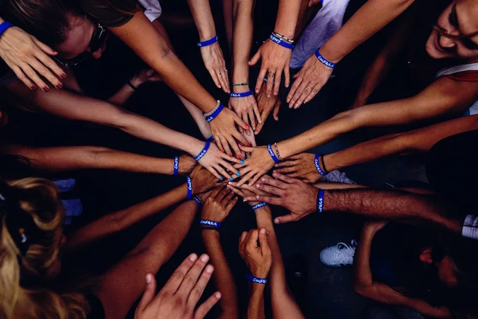 Many hands in a circle