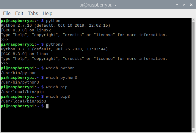Python commands on Raspberry Pi