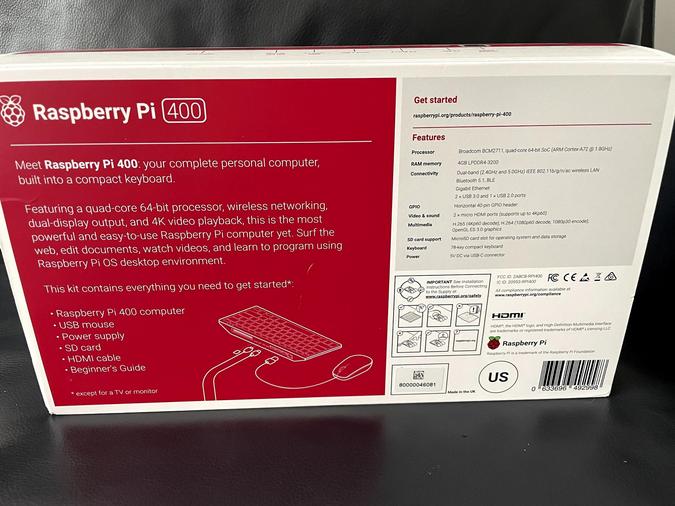 Raspberry Pi 400 box back