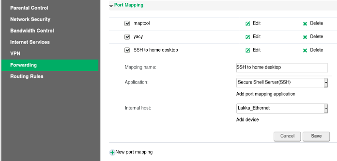 Example of a router configuration