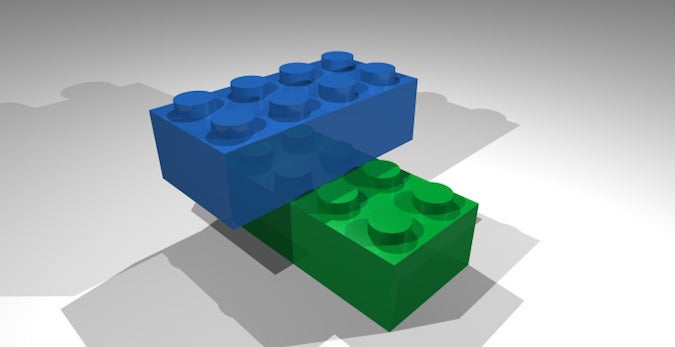 POVray blue and green brick render