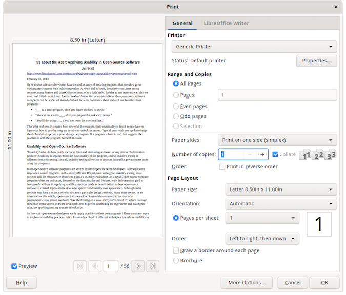 LibreOffice print dialog