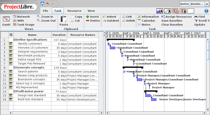 projectlibre gantt slow osx