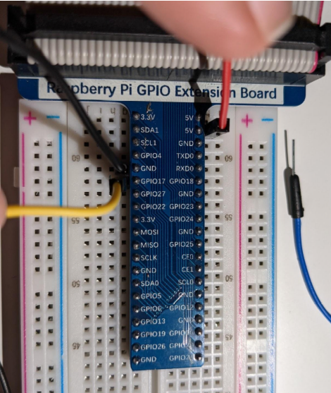 Breadboard with sensor cables attached