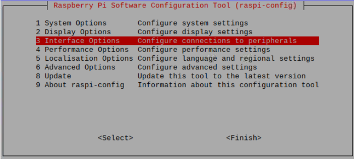 Raspberry Pi Software Configuration Tool menu