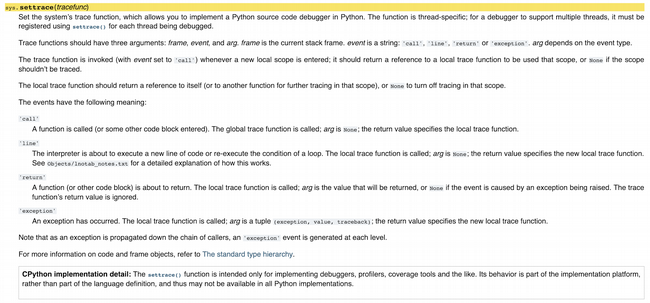 set_trace Python 2 docs page
