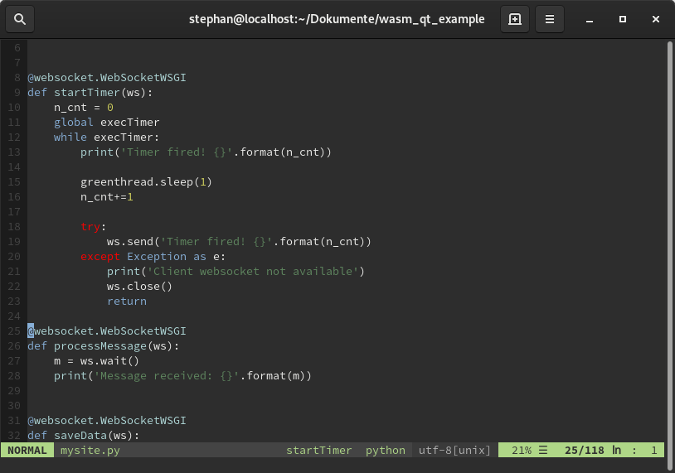 Decorated functions for WebSocket handling