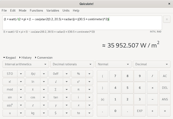 Figure: Screenshot of Qalculate