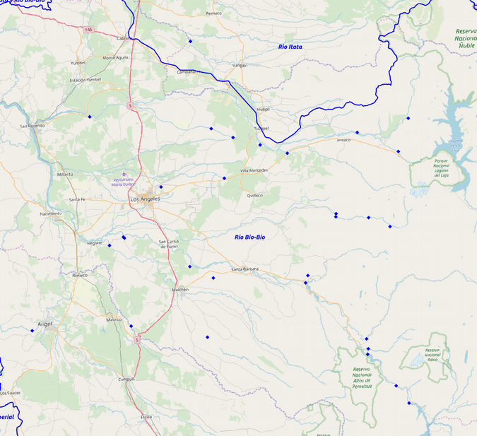 Map showing watersheds and generation stations