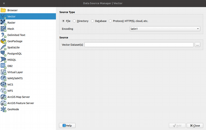 Add Vector Layer data browser