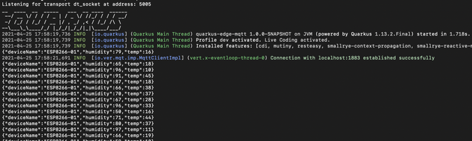 Incoming IoT data in Quarkus