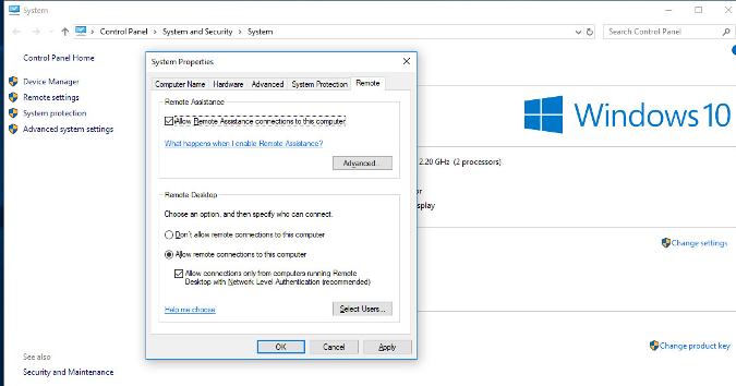 Enabling Remote Desktop Sharing in Windows