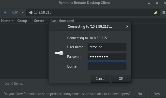 Logging into Remote Desktop with Remmina