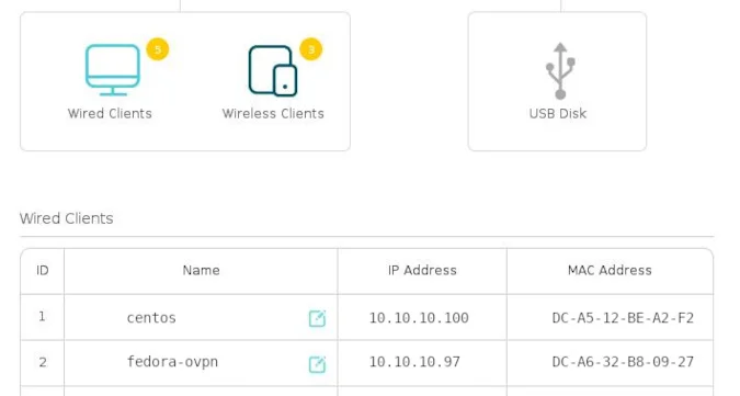 Router IP address settings