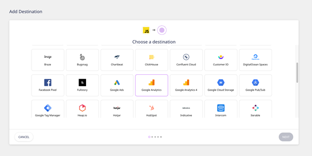 RudderStack selecting destination platform