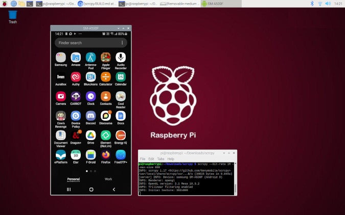 Scrcpy running on a Raspberry Pi