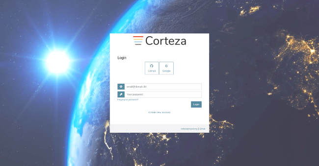 Corteza Login screenshot