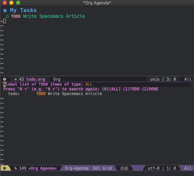 Spacemacs todo.org and the Org todo agenda