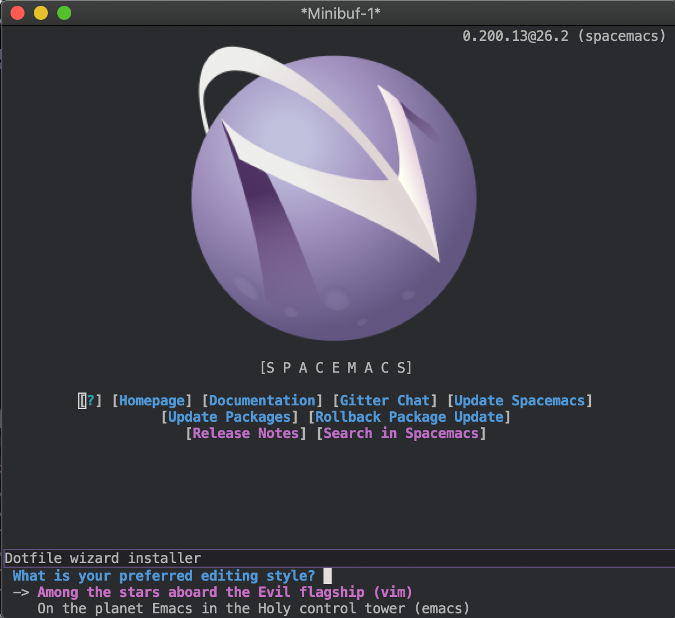 Spacemacs splash screen