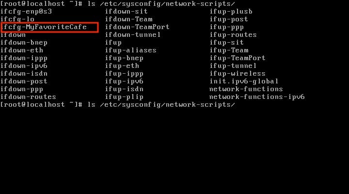 Verifying the connection is added to the network-scripts path