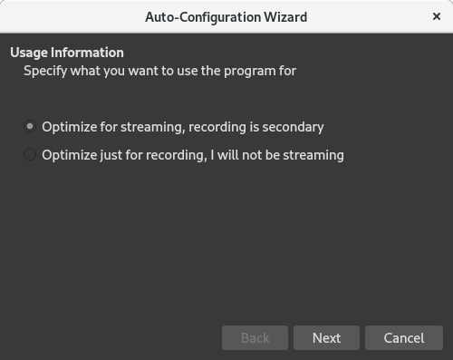 OBS auto-configuration wizard