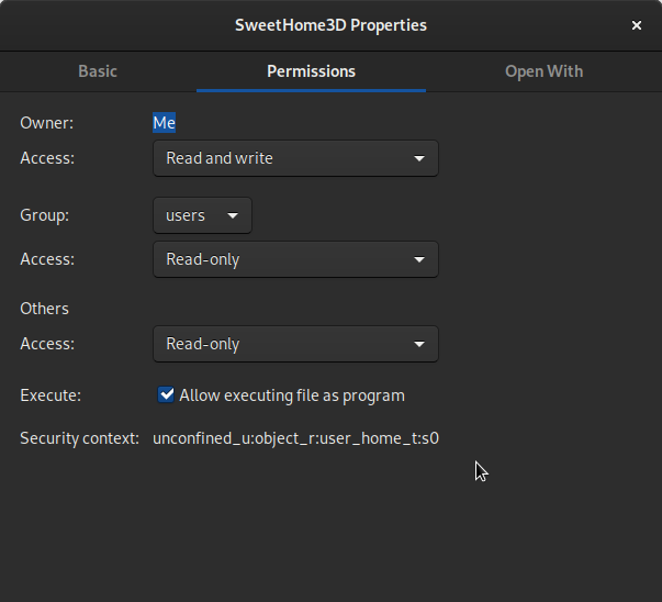 Sweet Home 3D permissions