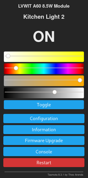 Tasmota user interface