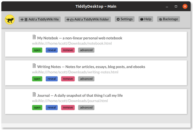 TiddlyWiki desktop